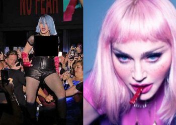 La espectacular reaparición de Madonna: pelo azul y transparencias para celebrar el orgullo LGBTI+ en Nueva York