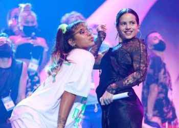 Tokischa y Rosalía en los ensayos de Premios Billboard de la Música Latina