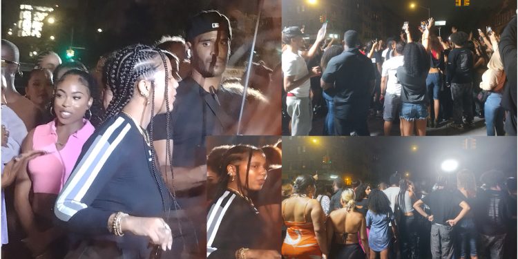 Presencia de Tokischa en grabación de videos  atrae multitud en intersección  del Alto Manhattan