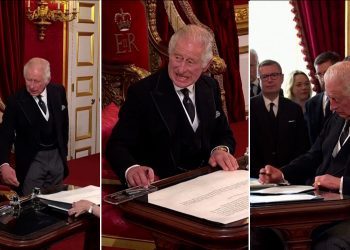 Se viralizó el polémico gesto de Carlos III durante la firma de su proclamación como rey