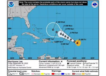 Lee se convirtió en un devastador huracán de categoría 5 mientras se acerca al este del Caribe