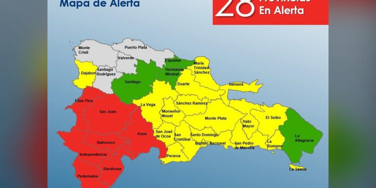 COE aumenta a 26 las provincias en alerta por lluvias