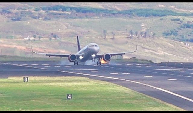 VIDEO: Avión de pasajeros sufre un fallo de motor y rebota en la pista de un aeropuerto portugués