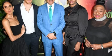 Meghan Markle y el príncipe Harry asisten a la premiere de la película de Bob Marley