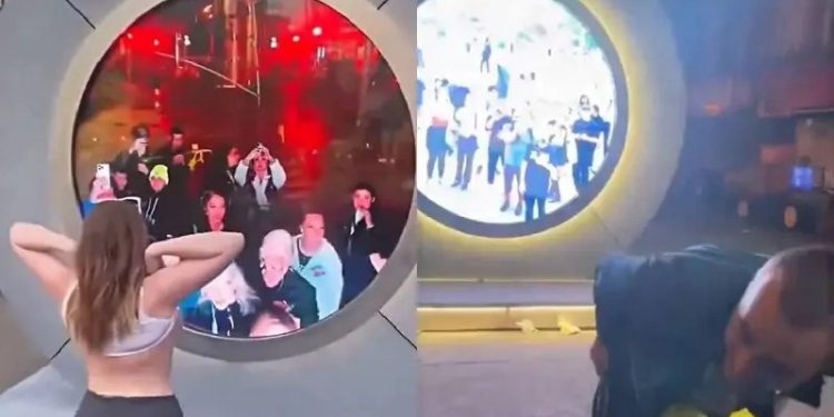 Cerraron el portal que conectaba a Nueva York con Dublín después de que una modelo de OnlyFans mostró sus senos
