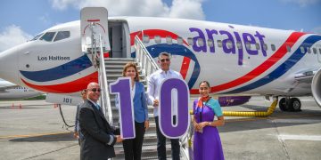 Vicepresidenta Raquel Peña encabeza recepción de la décima aeronave de Arajet