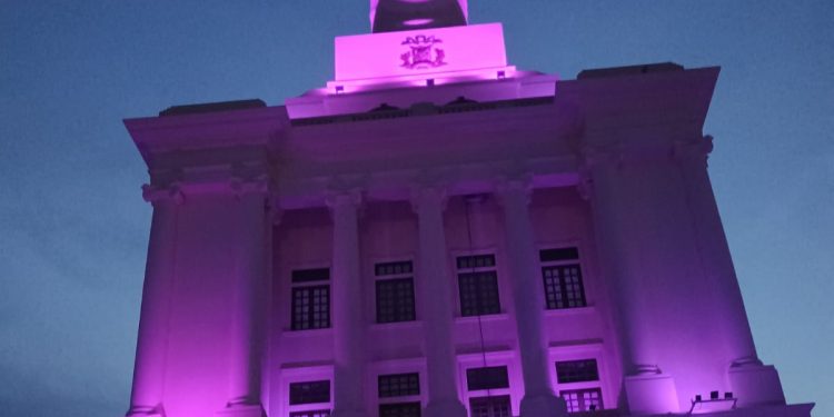 El Museo Monumento a los Héroes de la Restauración se ilumina de morado para concienciar sobre el Alzheimer