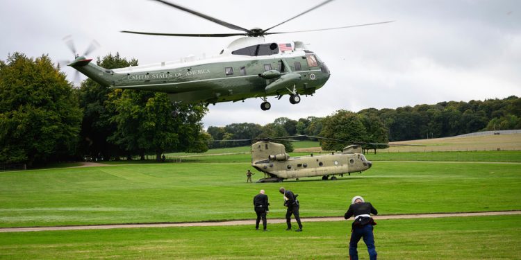 Fallo hidráulico obliga a aterrizaje de emergencia del helicóptero presidencial con Donald y Melania Trump