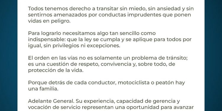 Margarita Cedeño confía en que Juan Manuel Méndez pueda recuperar el orden en las calles